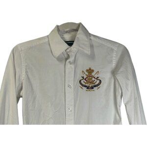 Ralph Lauren Sport Boy’s Long Sleeve Button‎ Up Gold Crest Blue Size 2